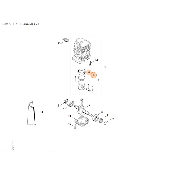 STIHL  Pierścień tłokowy Ø 37x1,2 mm 1130 034 3007